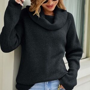 COS black oversized cowl neck sweater